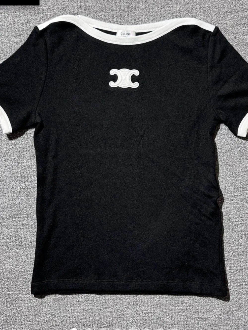 Celine Black & White Logo Short Sleeve Top